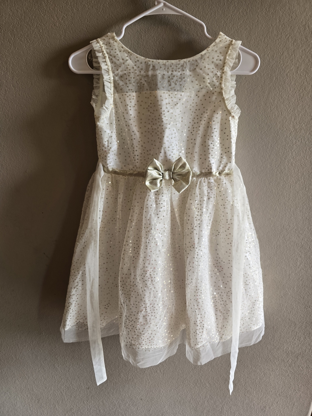 Jona Michelle Ivory Dress with Gold Sequin Accents